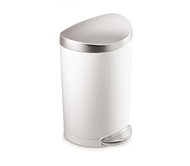 Simplehuman pedal bin - 10 L, half round, FPP white/white and pedal matt steel - Rubbish Bin