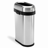 Simplehuman waste bin for commercial premises - 50 l, SLIM, open, brushed stainless steel - Rubbish Bin