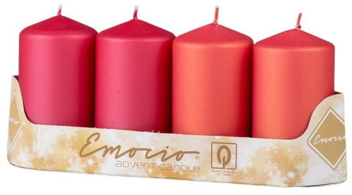 EMOCIO Advent cylinder candle mix pink 4 pcs 5×9cm Main image EMOCIO Advent cylinder candle mix pink 4 pcs 5×9cm - Candle Set - Main image