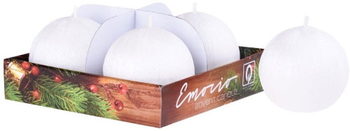 EMOCIO Advent ball scratched white 4 pcs 6×6cm - Candle Set - Main image