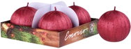 EMOCIO Adventní kulová drápaná červená 4 ks 6 × 6 cm - Candle Set