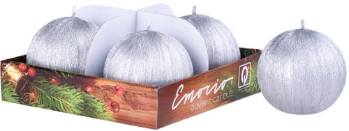 EMOCIO Silver Sphere advent candles 4pcs 6×6cm - Candle Set - Main image