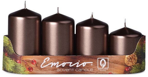 EMOCIO Advent tapered candles, 4 pcs, brown, 5cm diameter - Candle Set - Main image