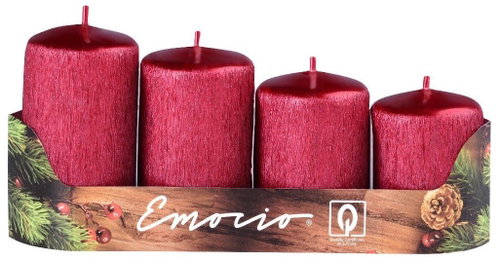 EMOCIO Stepped Scratching Advent Candle 4 pcs red - Candle Set - Main image