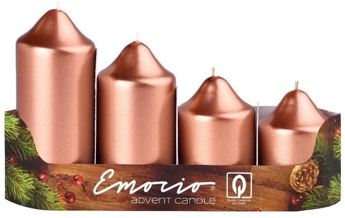 EMOCIO Advent tiered candles, gloss copper, 4 pcs - Candle Set - Main image