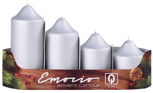 EMOCIO silver matt stepped advent candles 4 pcs - Candle Set - Main image