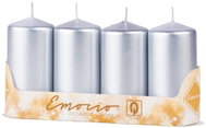 EMOCIO Adventní válcová Metal 4 ks stříbrná 5 × 10 cm - Candle Set