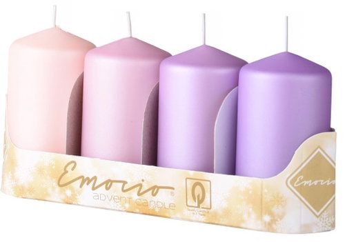 EMOCIO Advent Cylinder matt metal mix 4pcs 5×9cm - Candle Set - Main image