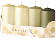 EMOCIO Adventní válcová metal mat zelená mix 4 ks 5 × 9 cm - Candle Set