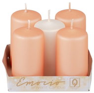 EMOCIO Adventní válcová oranžová+krémová mix 5 ks 4 × 7,5 cm - Candle Set