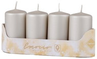 EMOCIO Adventní válcová stříbrná 4 ks 5 × 9 cm - Candle Set