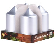 EMOCIO Adventní válcová stříbrná metal 4 ks 4 × 7,5 cm - Candle Set