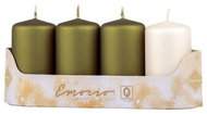 EMOCIO Adventní válcová zelená+krémová mix 4 ks 5 × 9 cm - Candle Set