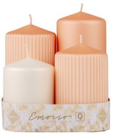 EMOCIO Adventní válec hladký a rýhovaný oranžová a krémový 4 ks - Candle Set