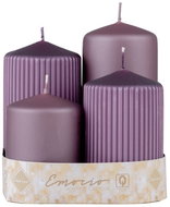 EMOCIO Adventní válec hladký a rýhovaný světle a tmavě fialový 4 ks - Candle Set