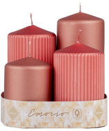 EMOCIO Adventní válec hladký a rýhovaný vínová a bronzová 4 ks - Candle Set