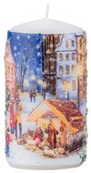 EMOCIO Vánoční válcová s motivem Betlém a strom barevná 6 × 11 cm - Candle