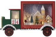 EMOS LED adventný kalendár, drevené auto, 20 × 30,5 cm, 2× AA, vnútorná, teplá biela, časovač - Adventný kalendár