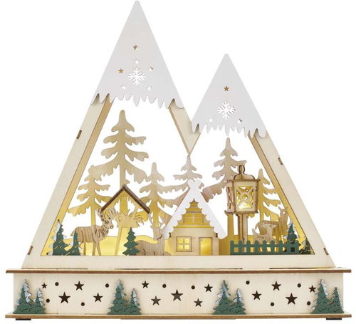 EMOS LED Holz Weihnachtslandschaft, 23,5 cm, 2x AA, für innen, warmweiß, Timer - Weihnachtsbeleuchtung - Hauptbild
