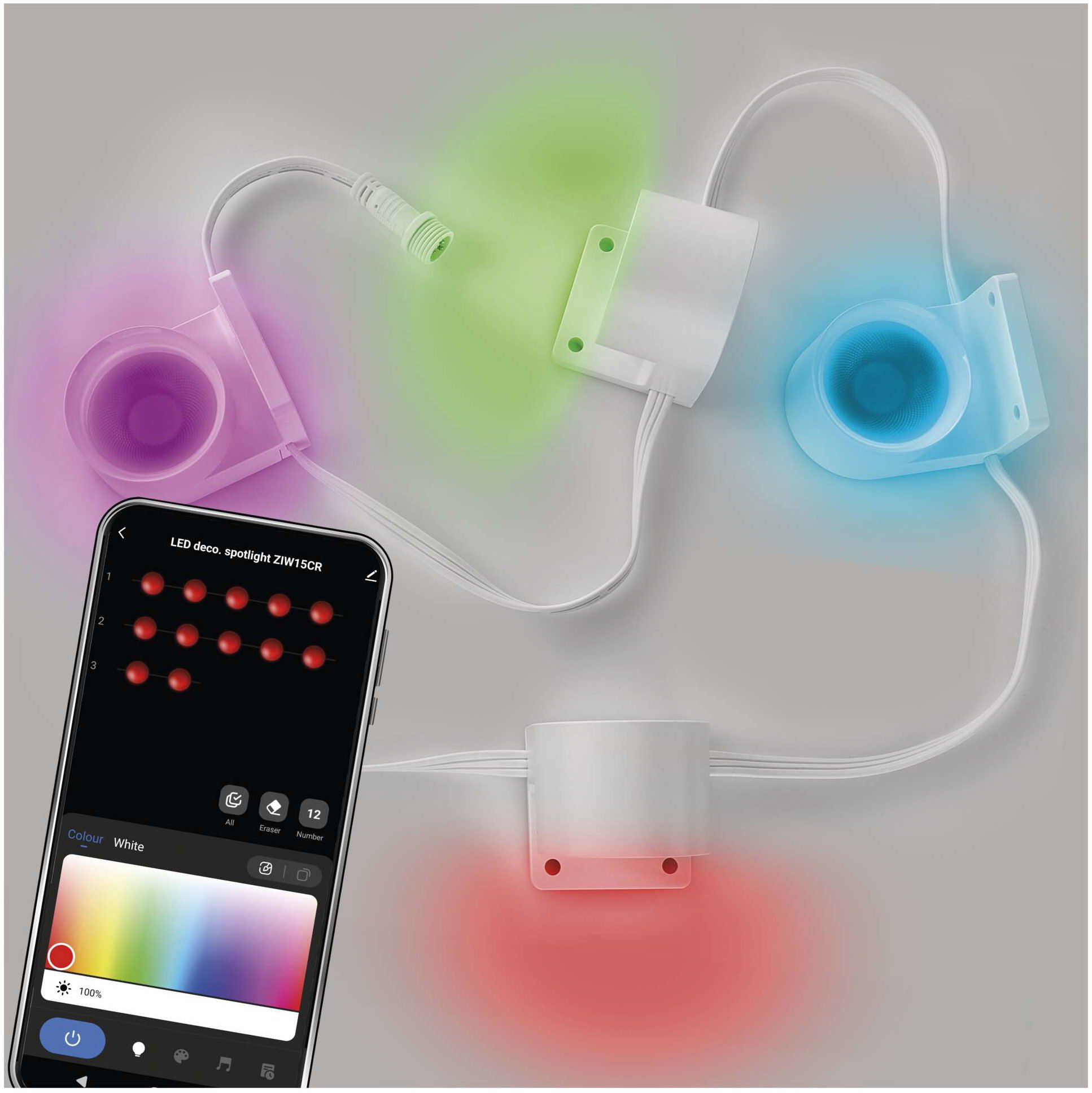 EMOS GoSmart LED spotlámpa Kiegészítő szett - 85 cm, 4 részes, RGBIC+CCT, dimmelhető, Wi-Fi