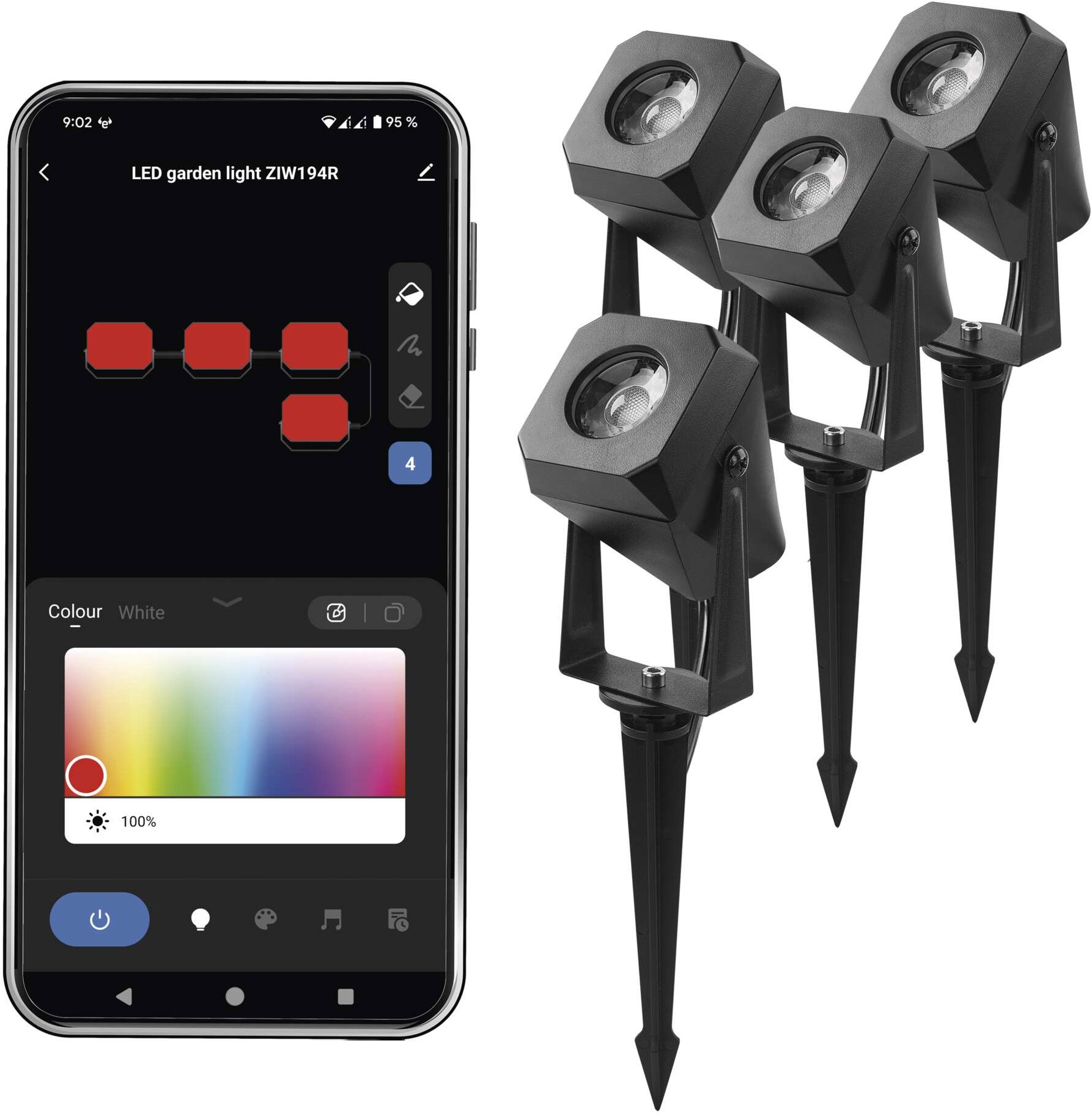 EMOS GoSmart LED, 7 W, RGBIC dimmelhető, Wi-Fi, kezdő spotlámpa készlet, 4 db