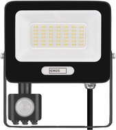 EMOS GLARO with motion sensor, 30 W, black, IP54, 3000 lm, neutral white - LED Reflector