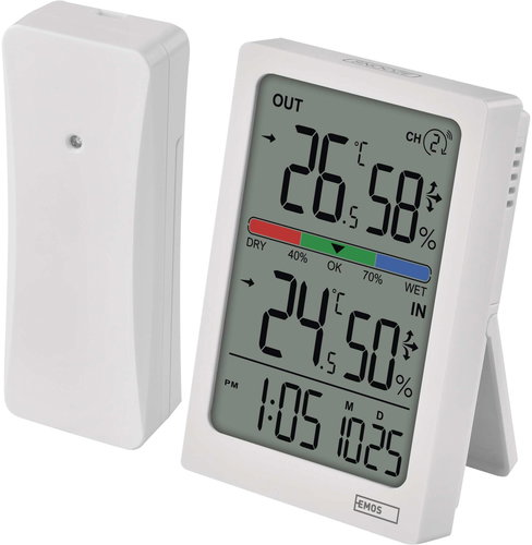 EMOS E0558W with hygrometer, wireless sensor, alarm, date - Digital Thermometer - Main image