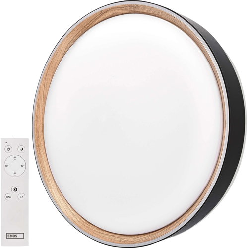 EMOS ILVI přisazené, kruhové 45 W, stmívání + CCT, černé/dřevo - LED Light - Main image