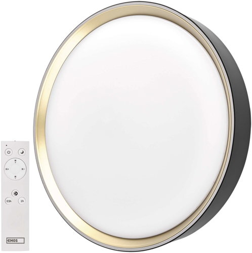 EMOS ILVI přisazené, kruhové 30 W, stmívání + CCT, černé/champagne - LED Light - Main image