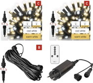 EMOS Premium vánoční řetěz teplá/studená bílá 2 x 10 m + kabel 10 m + zdroj - Kit