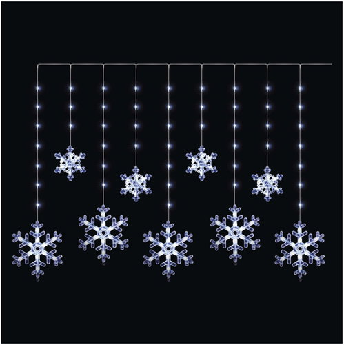 EMOS LED Christmas Curtain – Snowflakes, 160 × 95 cm, Outdoor and Indoor, Cool White, Timer - Light Chain - Main image