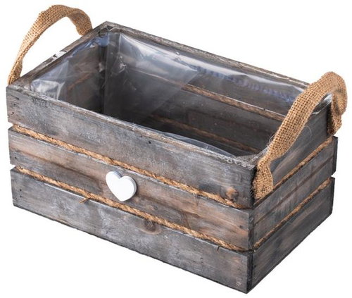 Emocio Box with handles, wood, grey 250 × 150 × 120 mm - Wooden Box - Main image