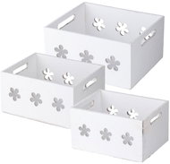 Emocio Wood box set 300 × 250 × 150/250 × 200 × 130/200 × 150 × 110 mm flower, white - Wooden Box