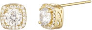 EMPT Cube silver earrings with moissanite and zircon, gold plated (Ag 925/1000, 1,3 g) - Earrings