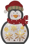 EMOS LED vianočný tučniak drevený, 30 cm, 2× AAA, teplá biela, časovač - Vianočné osvetlenie