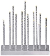 EMOS LED-Kerzenhalter silber, 28,5 cm, 3x AA, innen, warmweiß, Timer - Weihnachtsbeleuchtung