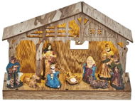 EMOS LED wooden Christmas crib, 19 cm, 3x AA, indoor, warm white, timer - Christmas Lights