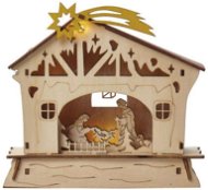EMOS LED wooden Christmas crib, 16,5 cm, 2x AAA, indoor, warm white, timer - Christmas Lights