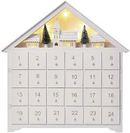 EMOS LED adventný kalendár drevený, 35 × 33 cm, 2× AA, vnútorná, teplá biela, časovač - Adventný kalendár