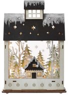 EMOS LED karácsonyi ház, fából, 30 cm, 2x AA, beltéri, meleg fehér, időzítővel - Karácsonyi világítás