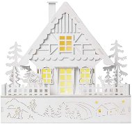 EMOS LED Christmas house, wooden, 28 cm, 2x AA, indoor, warm white, timer - Christmas Lights
