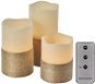 Led sviečka EMOS LED dekorácia – 3× vosková sviečka s povrázkom, 3× 3x AAA, vnútorná, vintage, ovládač - LED svíčka