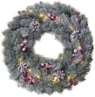 EMOS LED Christmas wreath snow covered, 38 cm, 2x AA, indoor, warm white, timer - Christmas Lights