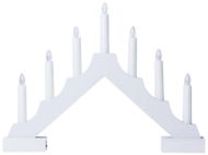 EMOS weißer LED-Kerzenhalter aus Holz, 29 cm, 2x AA, Innenbereich, warmweiß, Timer - Weihnachtsbeleuchtung