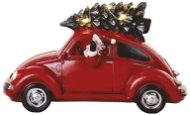 EMOS LED red car with Santa, 12,5 cm, 3x AA, indoor, warm white - Christmas Lights