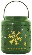 EMOS LED decoration - lantern with snowflakes metal green, 14 cm, 3x AAA, indoor, vintage - Christmas Lights