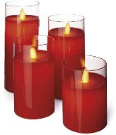 EMOS LED Candles, 7.5 × 10 / 12.5 / 15 / 17.5cm, Red, 2 × AA, 4 pcs - Electric Christmas Candlestick