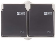 EMOS Wall Socket Double, Grey-black, IP44 - Socket