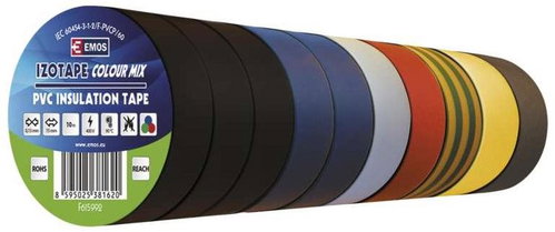 EMOS PVC insulation tape 15mm / 10m colour mix, 10 pcs - Electrical Tape - Main image