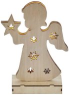 EMOS LED vianočný anjelik drevený, 2× AA, teplá biela, časovač - Vianočné osvetlenie